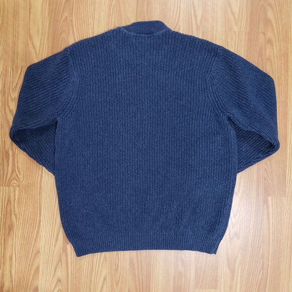 VTG Eddie Bauer Ribbed Knit Henley Sweater Blue Preppy Academia Outdoor Mens XL - Picture 4 of 8